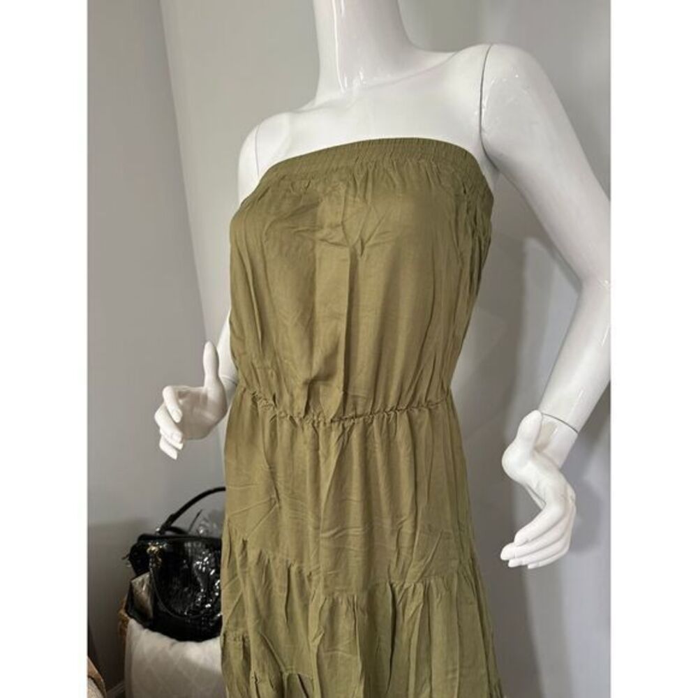 Cupshe Olive Green Strapless Tiered Maxi Dress Boho Summer Chic Size Small - Picture 9 of 15
